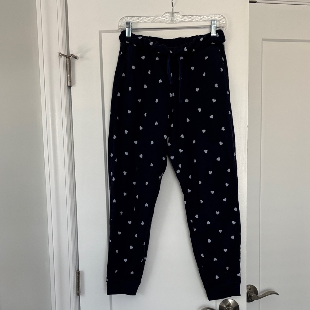 Navy Joggers with White Heart Pattern